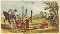 Champion reaper, trade card from 1875