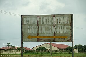 Gateway International Stadium sign-post, Sagamu, Ogun state