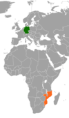 Location map for Germany and Mozambique.