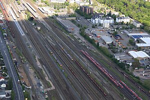 Luftaufnahme des Bahnhofs