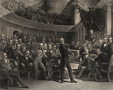 Henry Clay addressing the United States Senate at Compromise of 1850, by Peter F. Rothermel and R. Whitechurch (edited by Jbarta and Durova)