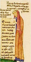 Herrad of Landsberg, Self portrait from Hortus deliciarum, c. 1180
