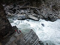 Narrowest point of the Tiger Leaping Gorge near Lijiang, downstream from Shigu