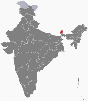 The map of India showing Sikkim