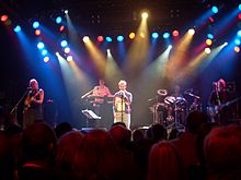 Kajagoogoo in Bochum, Germany, in 2008. L–R: Nick Beggs, Stuart Croxford Neale, Limahl, Jez Strode and Steve Askew.