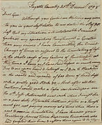 Correspondence from Shreve to General George Washington, December 21, 1798