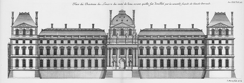 Le Vau's design for the South façade, c.1660, engraved by Jacques-François Blondel in 1756