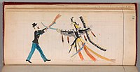 Cheyenne warrior fighting a US soldier