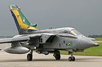 Tornado GR4A ZA401 with tail artwork celebrating the squadron's 90th Anniversary in 2005.