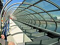 Passerelle piétonne du pont pendant la phase de chantier.