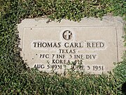 Grave-site of PFC Thomas Carl Reed (1932–1951).