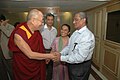 Prabodh Kirtilal Mehta, Rashmi Kirtilal Mehta and Rekha Sheth with the Dalai Lama