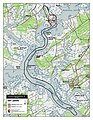 Map of Simon's Bluff Battlefield core and study areas by the American Battlefield Protection Program.