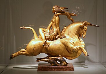 The Flight of Europa, bronze with gold leaf, by Paul Manship (1925), Whitney Museum of American Art, New York City