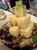 Tokwa’t baboy, with crusted, deep-fried soft tofu atop