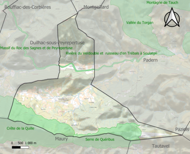 Carte des ZNIEFF de type 1 sur la commune.