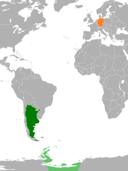 Map indicating locations of Argentina and Germany