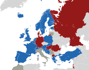 Um mapa colorido dos países da Europa