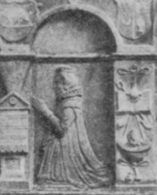 A relief of a kneeing woman in Sligo Abbey