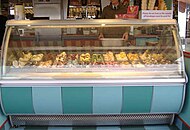An English ice cream parlor with varieties of traditional ice cream