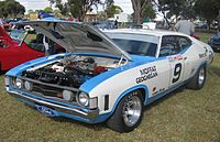 A race replica of the Ford XA Falcon GT Hardtop in which Allan Moffat and Ian Geoghegan won the 1973 Hardie-Ferodo 1000 at Bathurst