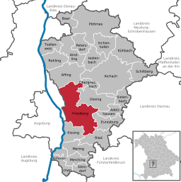 Läget för Friedberg, Bayern i Landkreis Aichach-Friedberg