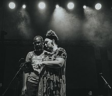 Christine and Gio Durán in preparations before the concert, 2019