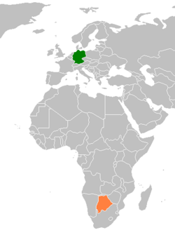 Map indicating locations of Germany and Botswana