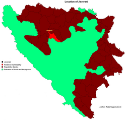 Location of Javorani in Bosnia and Herzegovina