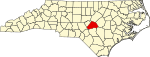 State map highlighting Harnett County