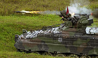 A Marder 1A3 fires a MILAN missile during an exercise.
