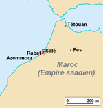 Localisation de la République du Bouregreg sur la côte marocaine.