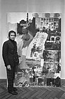 Robert Rauschenberg with Estate (1963), in a photograph at Stedelijk Museum Amsterdam, February 1968