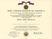 U.S. Army Air Medal Certificate for a soldier wounded during the Vietnam War.