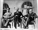 תצלום צ'רצ'יל, רוזוולט וסטלין בעת ועידת טהראן