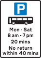 Parking place for buses only during the times shown