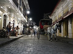 Vigan heritage village Calle Crisologo-Bonifacio, calesas night view