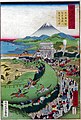 一港斎永林（永林信実）作 「横濱名所之内 大日本横濱根岸萬國人競馬興行ノ圖」 根岸競馬場（1872年）