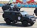 Military vehicles in the square during a parade in 2015