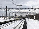 Flughafenschnellzug auf dem Weg zum Bahnhof Minami-Chitose