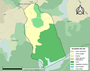 Carte en couleurs présentant l'occupation des sols.