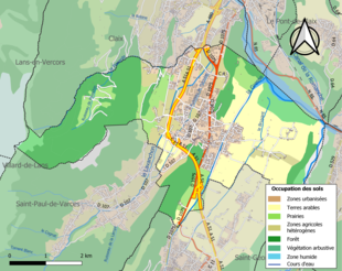 Carte en couleurs présentant l'occupation des sols.