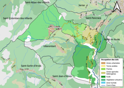 Carte en couleurs présentant l'occupation des sols.