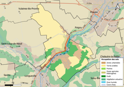 Carte des infrastructures et de l'occupation des sols en 2018 (CLC) de la commune.