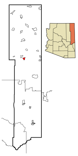 Location in Apache County and the state of Arizona