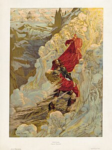 Illustration for the première of Fervaal, by Carlos Schwabe (restored by Adam Cuerden)