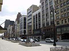 Historic Merchant's Row on Woodward between Campus Martius Park and Grand Circus Park in downtown Detroit, just south of the David Whitney Building.