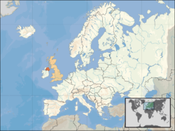 Location of Padraig/Sandbox6 (orange) – in Europe (tan & white) – in the United Kingdom (tan)