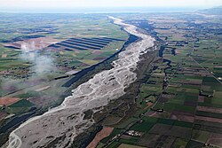 Aerial photograph of Waimakariri River