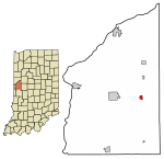 Location of Hillsboro in Fountain County, Indiana.